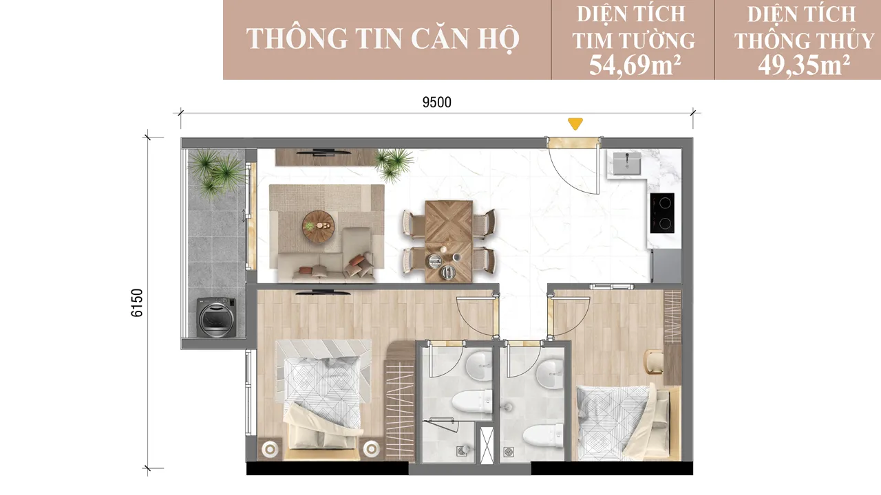Thiết Kế Căn 2PN 2WC