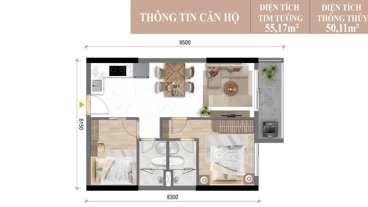 Thiết Kế Căn 2PN 2WC