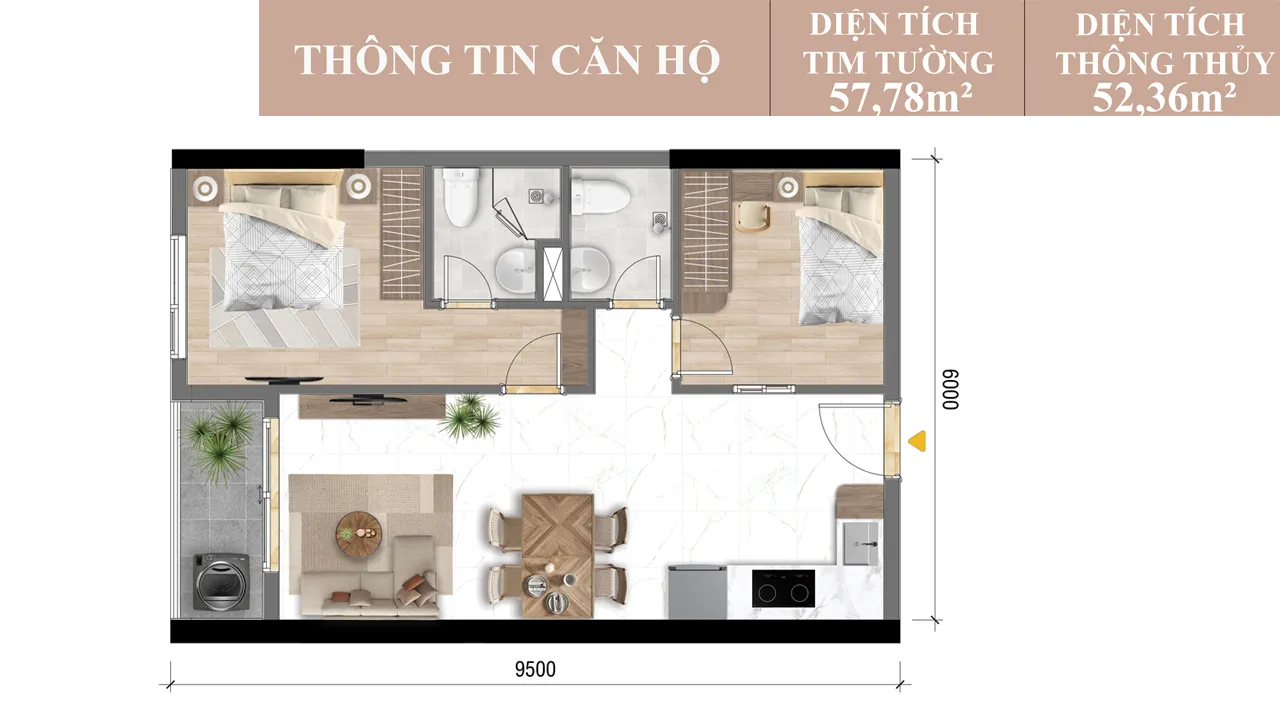 Thiết Kế Căn 2PN 2WC