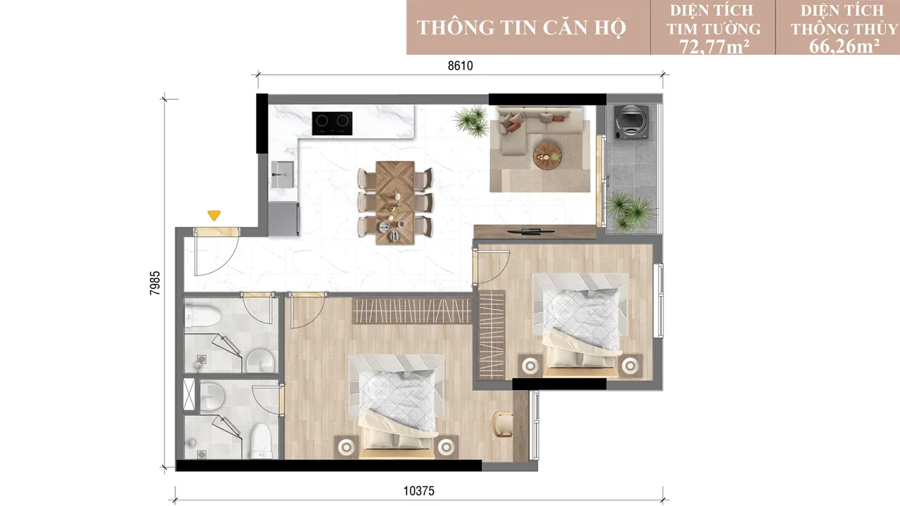 Thiết Kế Căn 2PN 2WC